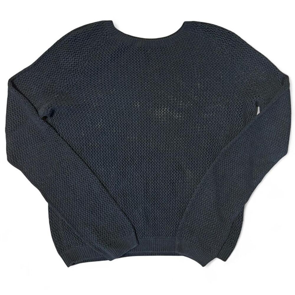Uniqlo Black Waffle Knit Oversized Sweater Size L Linen Blend Minimal
